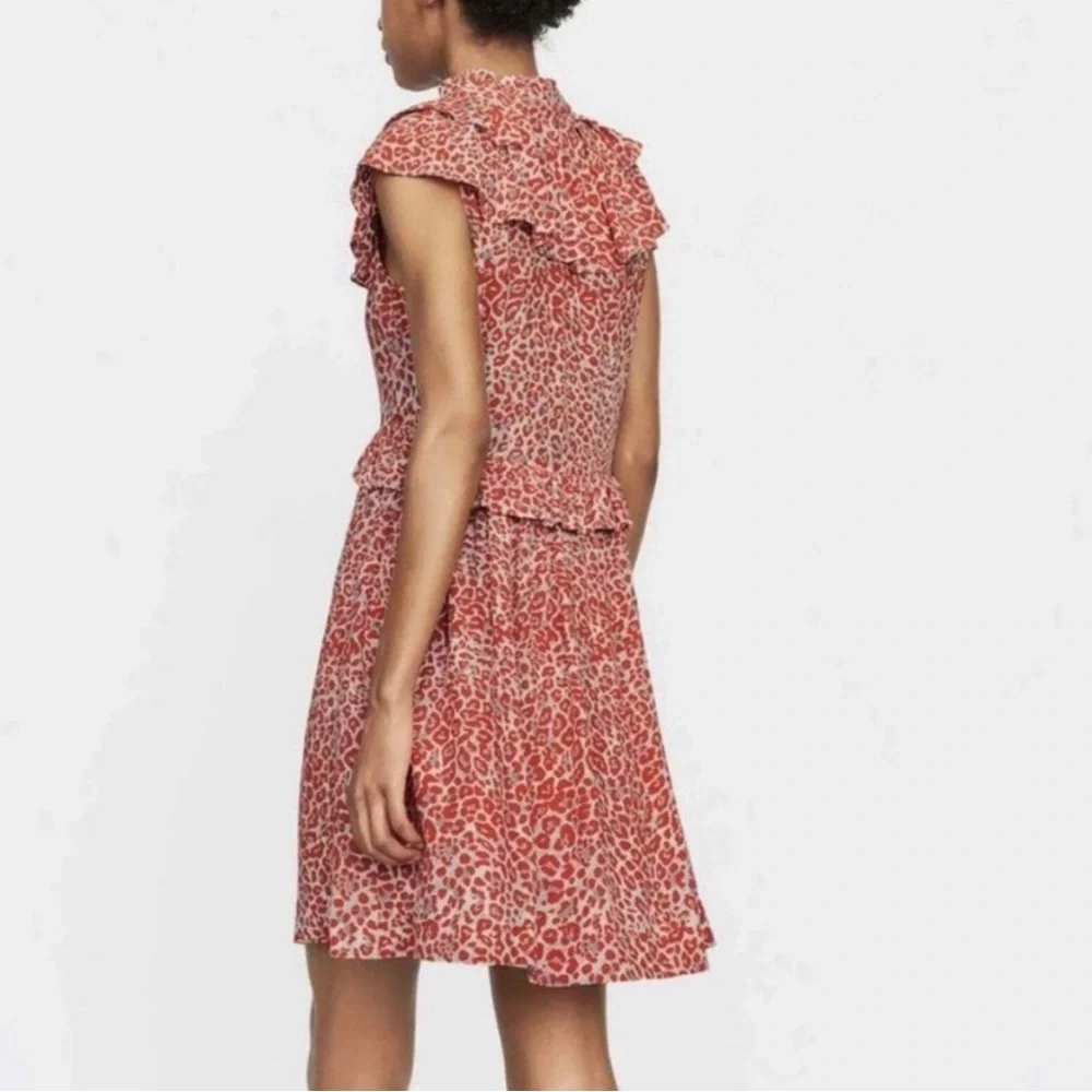 Maje chiffon leopard print orange dress - Picture 3 of 9